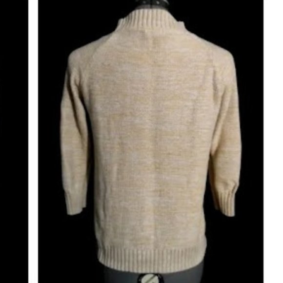 L.L.BEAN Scoop neck Crochet knit sweater XS Beige NaturalCable knit High quality - Picture 10 of 13